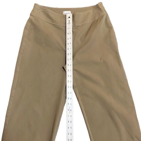 Chico’s womens pants Sz 4 high rise straight leg zipper button closure dark tan - Picture 6 of 7